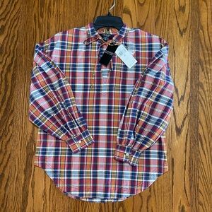 Lauren Ralph Lauren Women’s Multicolor Tie-Neck Plaid Blouse XL or XS NWT